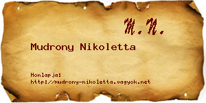 Mudrony Nikoletta névjegykártya